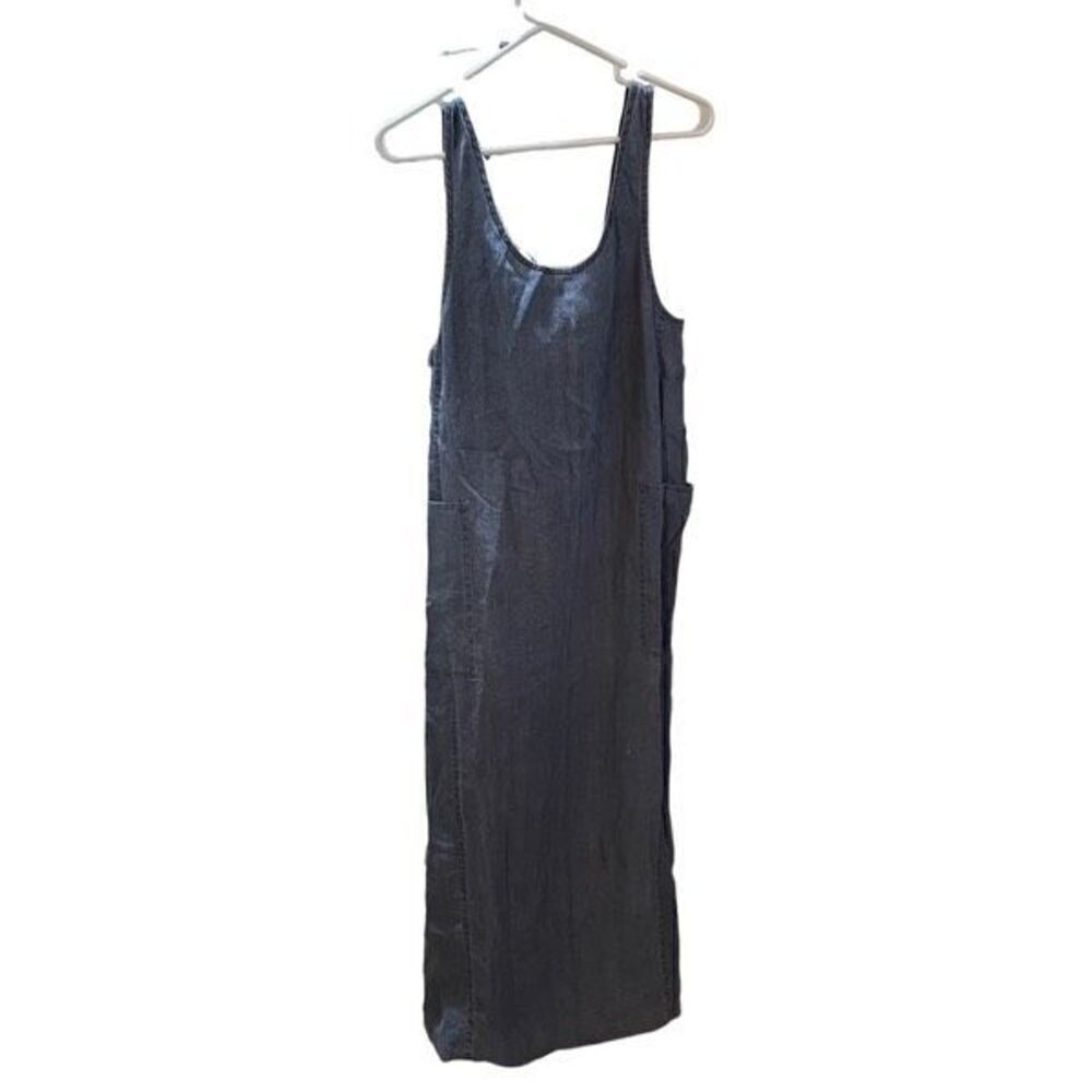 Vintage Dennis Goldsmith Jumper Womens 10 Dress Linen Chambray Sleeveless Maxi